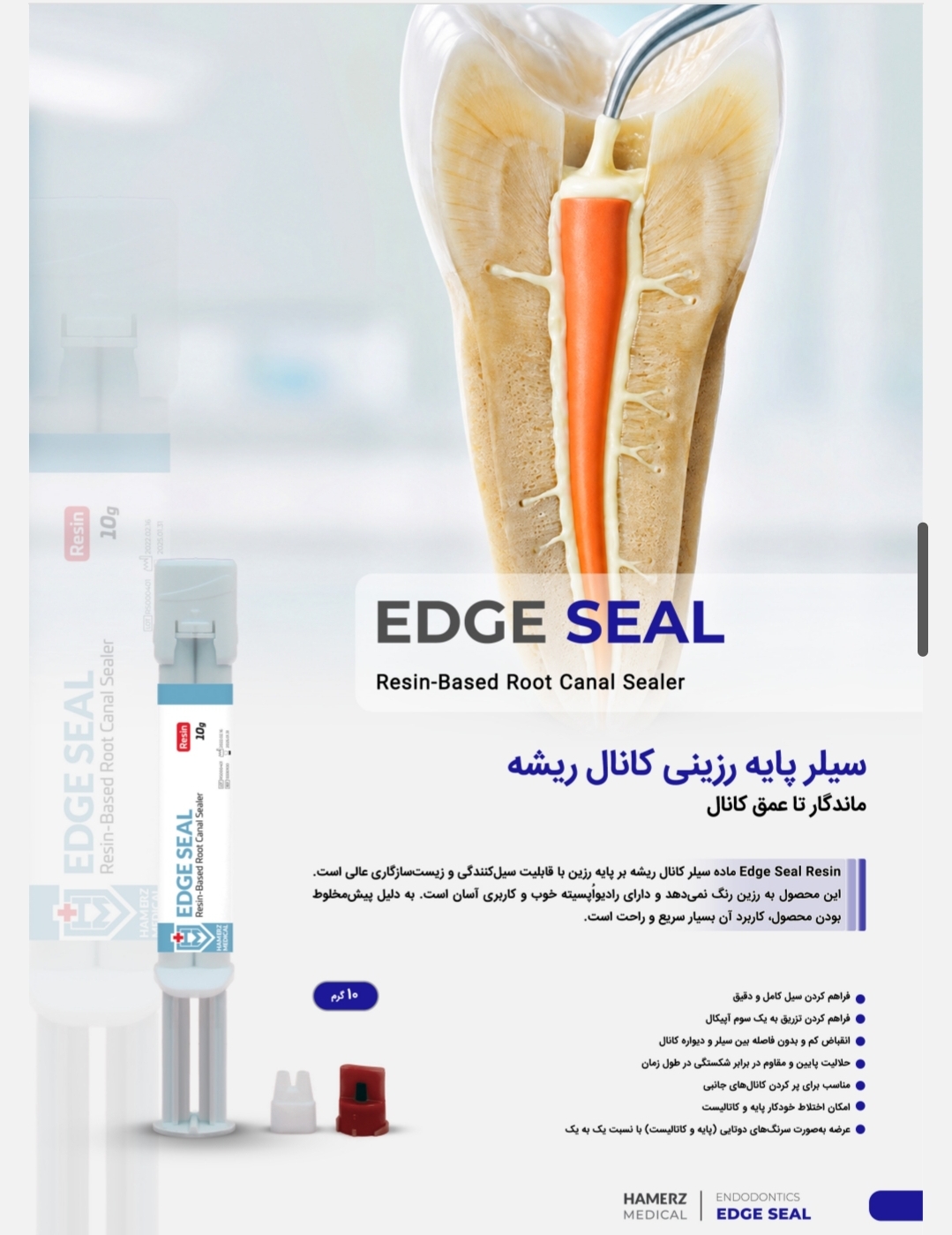 Edge Seal Resin ماده سیلر کانال ریشه بر پایه رزین با قابلیت سیلکنندگی و زیستسازگاری